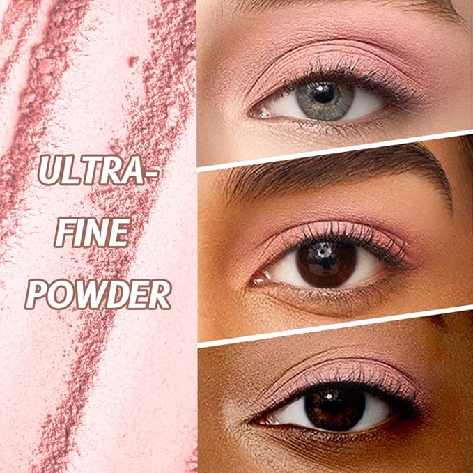 Single Mini Pressed Eyeshadow Makeup Palette, Nude Pink Sparkle Shimmer Glitter Monochrome Cream Eye shadows Palette Brightener Makeup for Older Women, Pigmented Waterproof 01#-BrightBean Baby