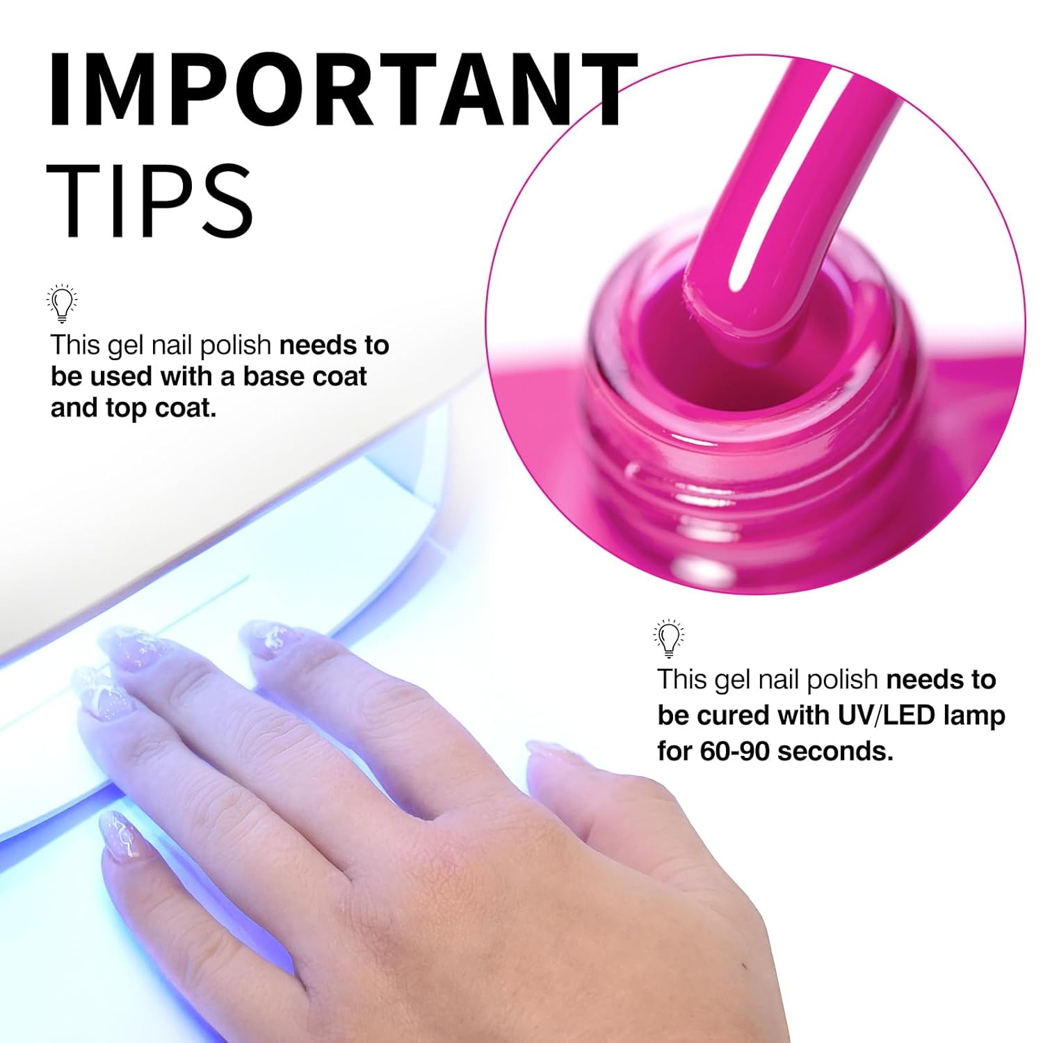 CANNI Hot Pink Nail Gel Polish, 1Pcs Bright Coral Pink Cerise Color High Gloss Soak Off UV Gel Nail French Nail Manicure Salon DIY-BrightBean Baby