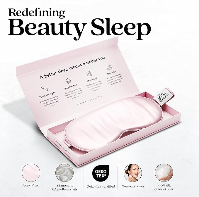 Pure Silk Sleep Mask [100% 6A Mulberry Silk, 22 Momme] Light Blocking Travel Essentials. Eye Masks for Sleeping. Black Oeko-Tex Blindfold. Eye Covers for Men & Women-BrightBean Baby