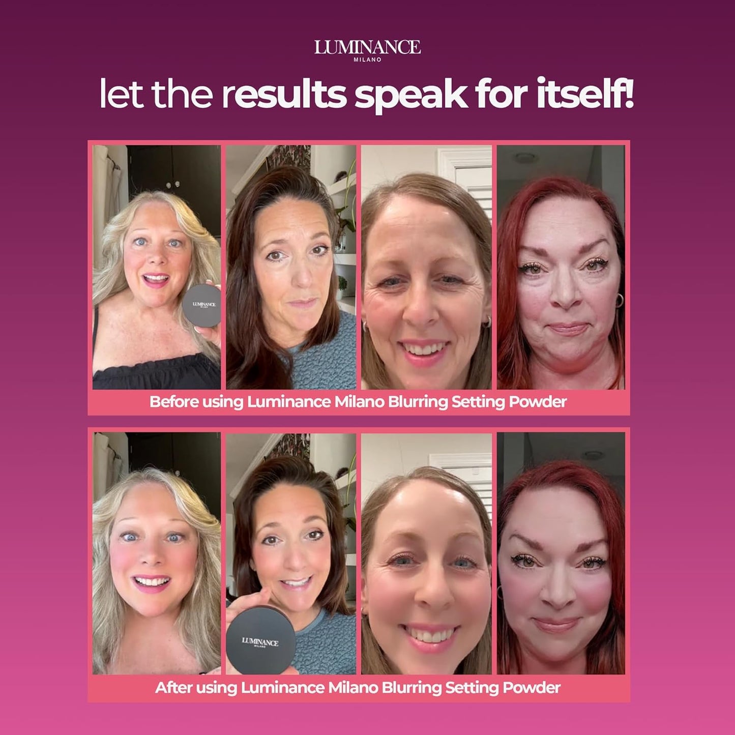 Original Luminance Milano Ultra Pink Powder Setting Powder Makeup – Mineral Loose Face Powder Makeup, Oil Control, Pore-Blurring, Matte Creaseless Baking, Ultra Pink-BrightBean Baby