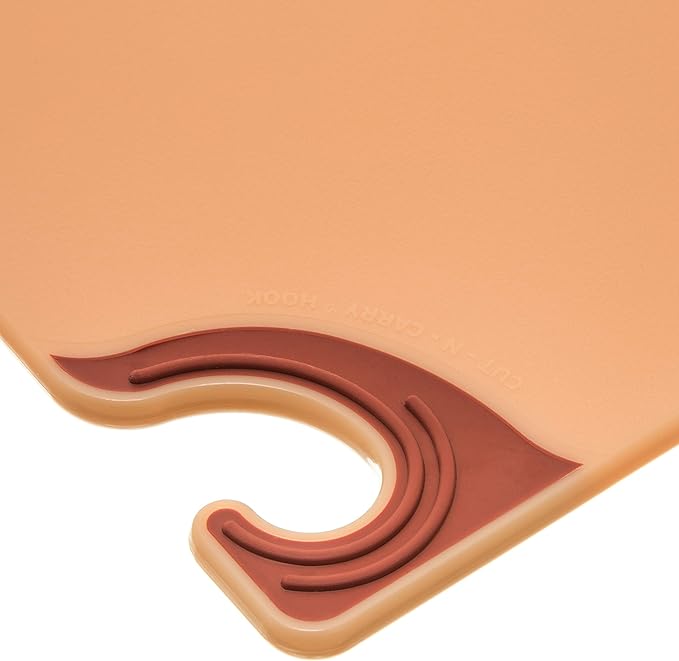 San Jamar Saf-T-Grip Plastic Cutting Board with Safety Hook, 9" x 12" x 0.375", Brown