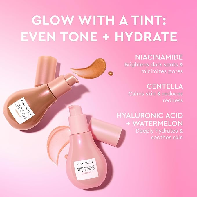 Glow Recipe Hue Drops Tinted Face Serum - Illuminating Glow Drops to Brighten & Hydrate - Skincare Makeup Primer & Liquid Highlighter to Blur Pores for a Radiant, Even Skin Tone - Rosy Glow (40ml)-BrightBean Baby