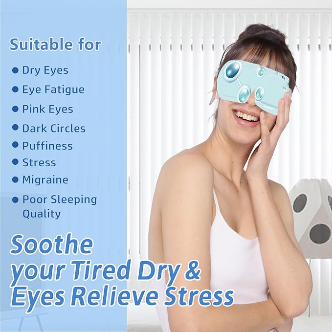 Steam Eye Mask Hyaluronic Acid Formula Self Heating Moist Eye Compress Disposable SPA Warm Eye Mask 5 Packs for Dry Eye, Eye Fatigue, Soothing Headache Travel Trouble Sleeping-BrightBean Baby
