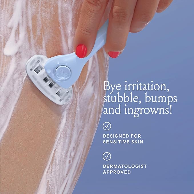 Billie Razors for Women Shave Kit – Women’s Razor + 4 x 5-Blade Razor Refills + Magnetic Holder – Cool Blue-BrightBean Baby