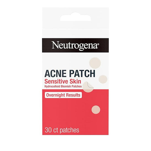 Neutrogena Sensitive Skin Blemish Patches, Acne Patches for Sensitive Skin, Hydrocolloid Treatment Visibly Shrinks Pimples Overnight, 2 Sizes, 30 Count-BrightBean Baby