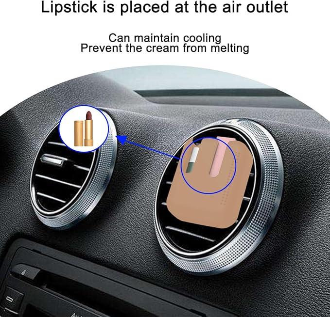 Holder for Car Air Vent, Upright Washable Lip Balm Protector for Women Girls, Auto Interior Space Saving Accessories, Universal for Vehicle, Truck and More（Brown）-BrightBean Baby