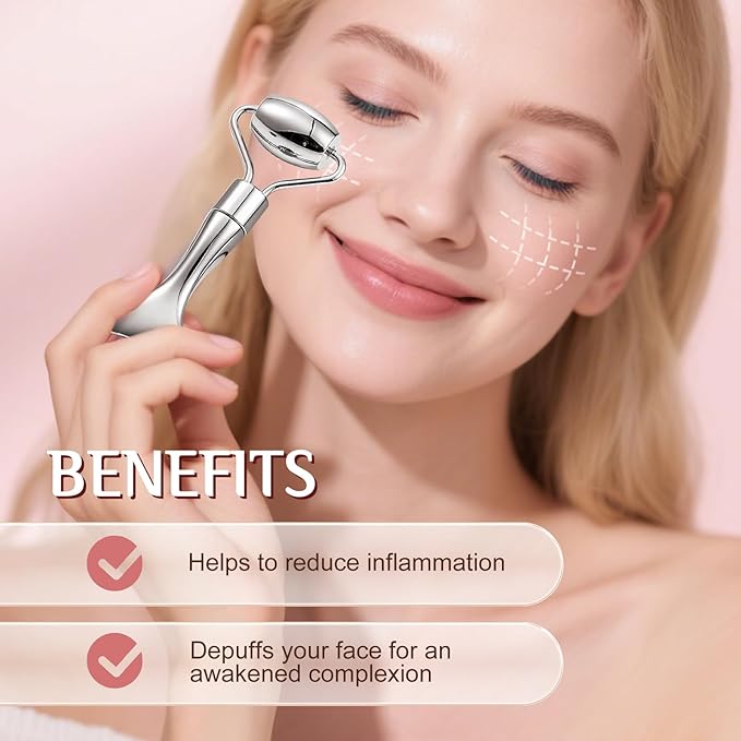 Gua Sha Facial Tool and Face Roller Set, Stainless Steel Lymphatic Drainage Massager for Face, Head, Eyes, Chin and Jaw, Lifting, Massage Scraping with Travel Pouch-BrightBean Baby