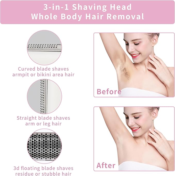 Electric Razors LED Display for Women Men, 2025 Wet/Dry Lady Shaver,4 in 1 Cordless Hair Remover with IPX7 Waterproof,Smooth & Silky Portable Bikini Electric Grooming Set (Multicolor)-BrightBean Baby