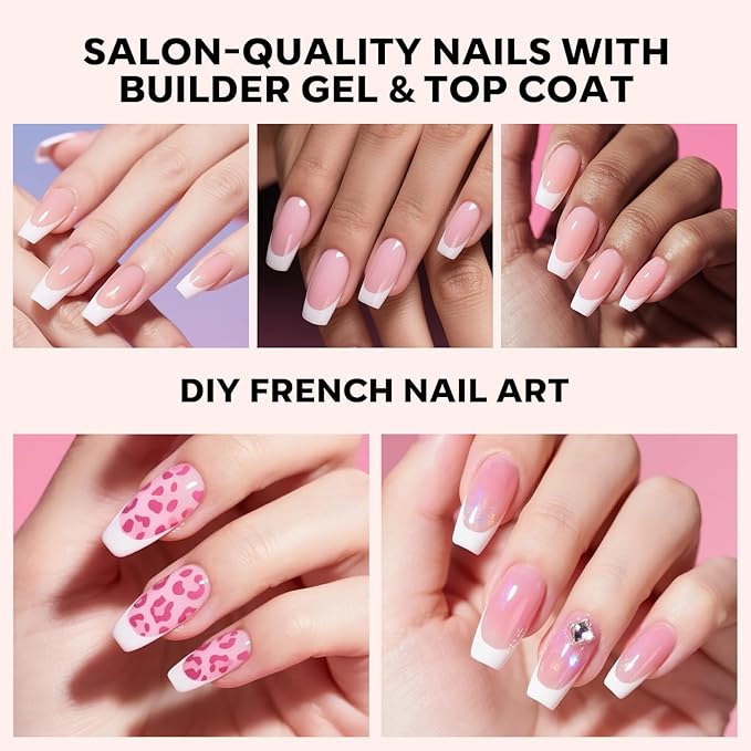 modelones French Tip Press on Nails, 150Pcs Long Square Fake Nails with Nail Box, Pink & White Gel Nail Tips for Women, Soft Glue-On Nails for Natural Salon Look, DIY Nail Art Kit (15 Sizes)-BrightBean Baby