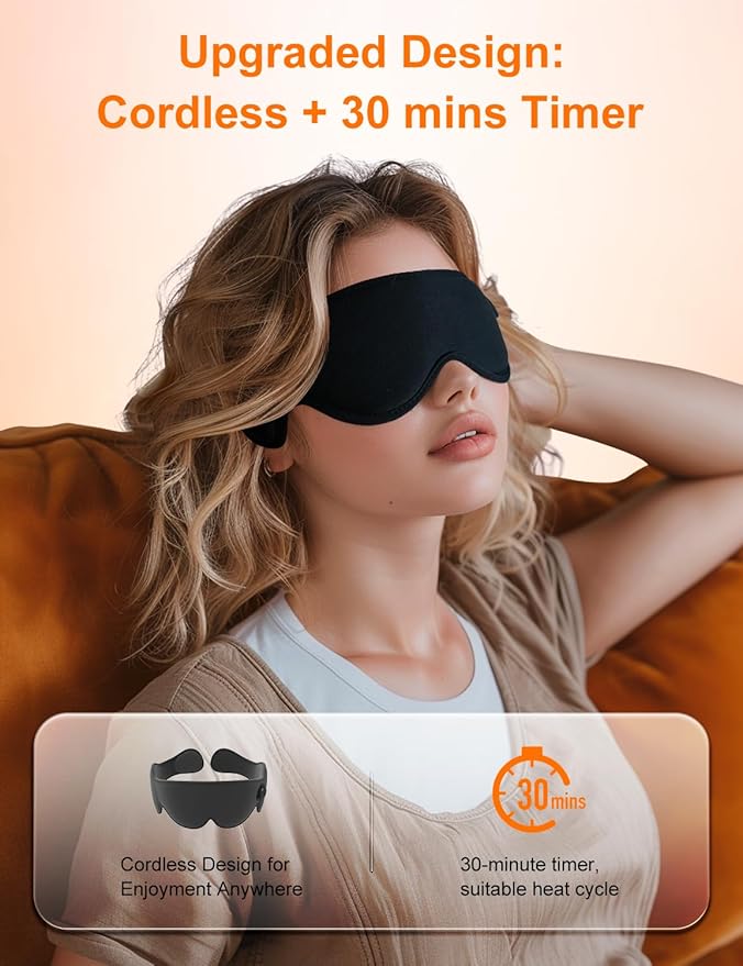Heated Eye Mask, Cordless Heat Eye Compress for for Dry Eye Stye Relax Eye Strain, Portable Electric Warm Eye Mask for Blepharitis, Chalazion, Eye Fatigue or MGD-BrightBean Baby