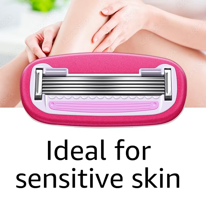 Amazon Basics Women's 5 Blade FITS Razor for Women, FITS Amazon Basics Handle and Venus Handles, Includes 1 FITS Handle, 12 Cartridges & 1 Shower Hanger