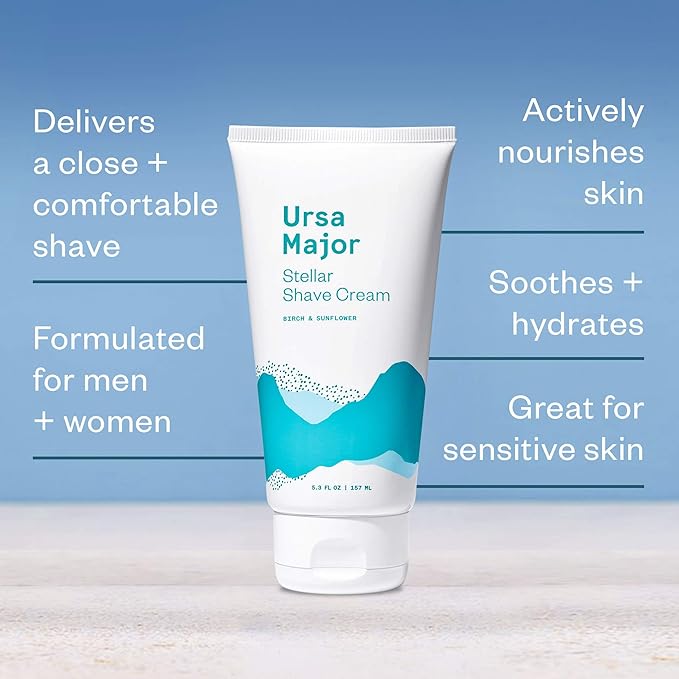 Ursa Major Natural Shave Cream | Non-irritating, Vegan and Cruelty-Free | Formulated for Men and Women | 5.3 ounces-BrightBean Baby