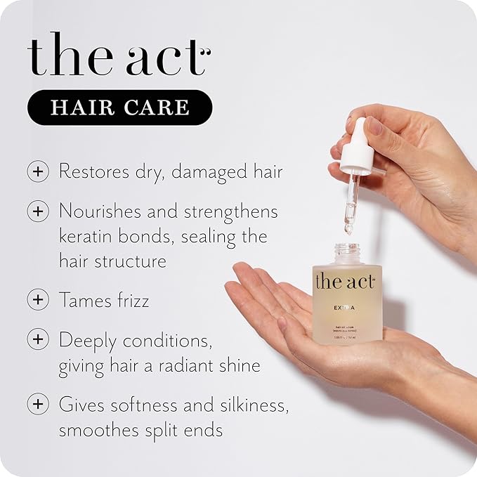 The Act Hair Oil for Dry & Frizzy Hair – Leave-In Lightweight Treatment with Argan, Coconut & Castor Oil – Non-Greasy Finish – 1.69 fl oz-BrightBean Baby