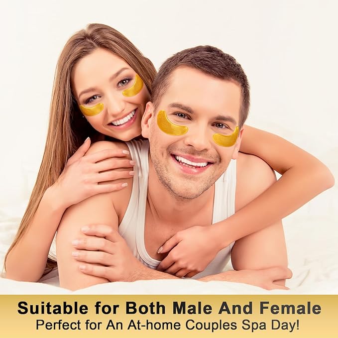 Under Eye Patches (25 Pairs) - 24K Gold Eye Masks Enriched with Abundant Collagen | Diminish Dark Circles and Puffiness | Anti-Aging, Smooth Fine Line, Nourish Skin - Gifts for Women Skin Care-BrightBean Baby