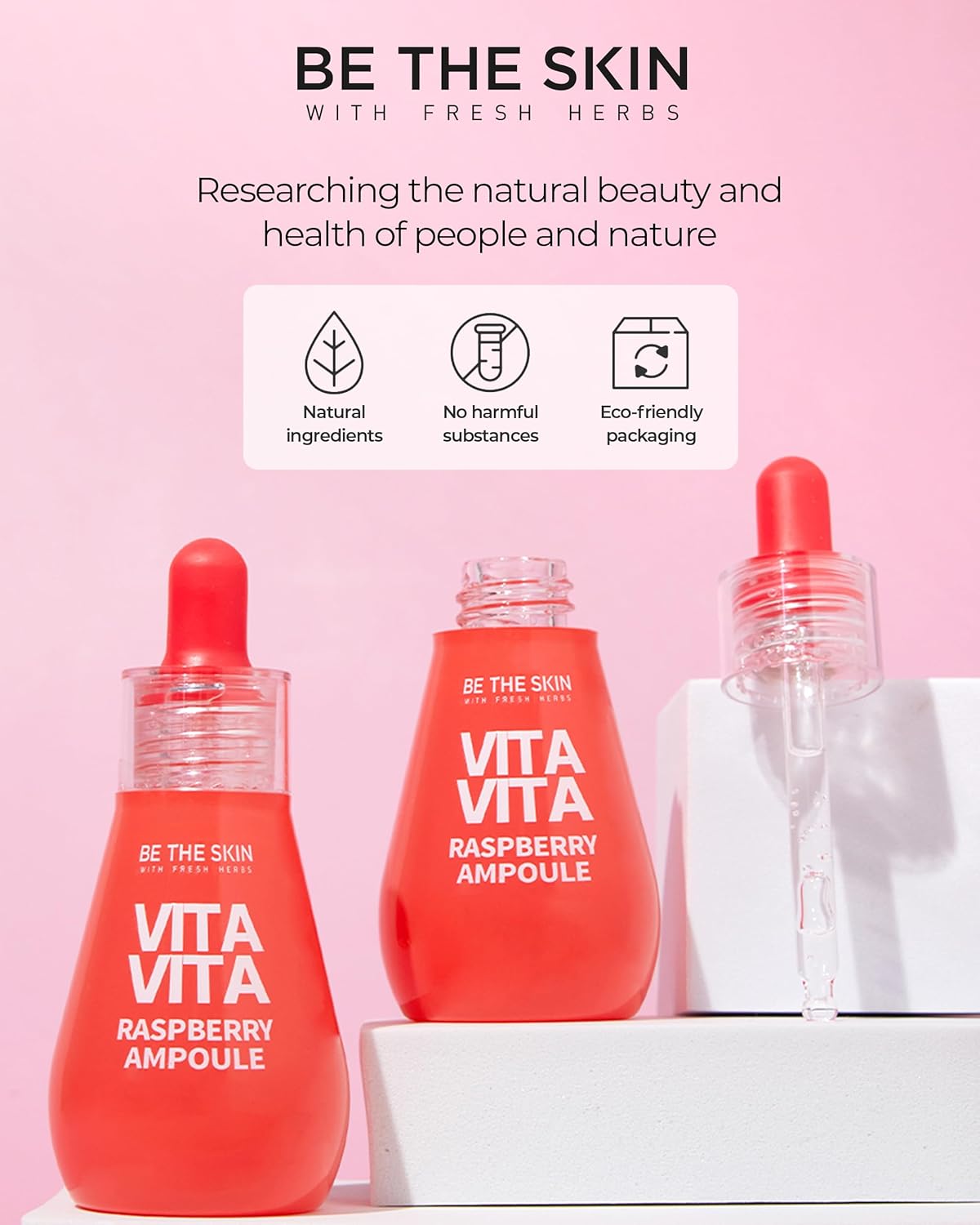 Vitavita Raspberry Ampoule - Radiance Boosting Face Serum for Even Skin Tone and Enhanced Elasticity with Niacinamide, Vitamin C, 11 Peptides, 1.01 fl.oz.-BrightBean Baby