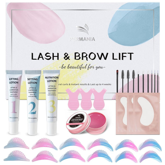 PERMANIA Korean Lash Lift Kit, Tube Design Easy to Apply Brow Lamination Kit, for Natural Results Instant Lifting & Curling with Detailed Instruction (with Glue Balm)-BrightBean Baby