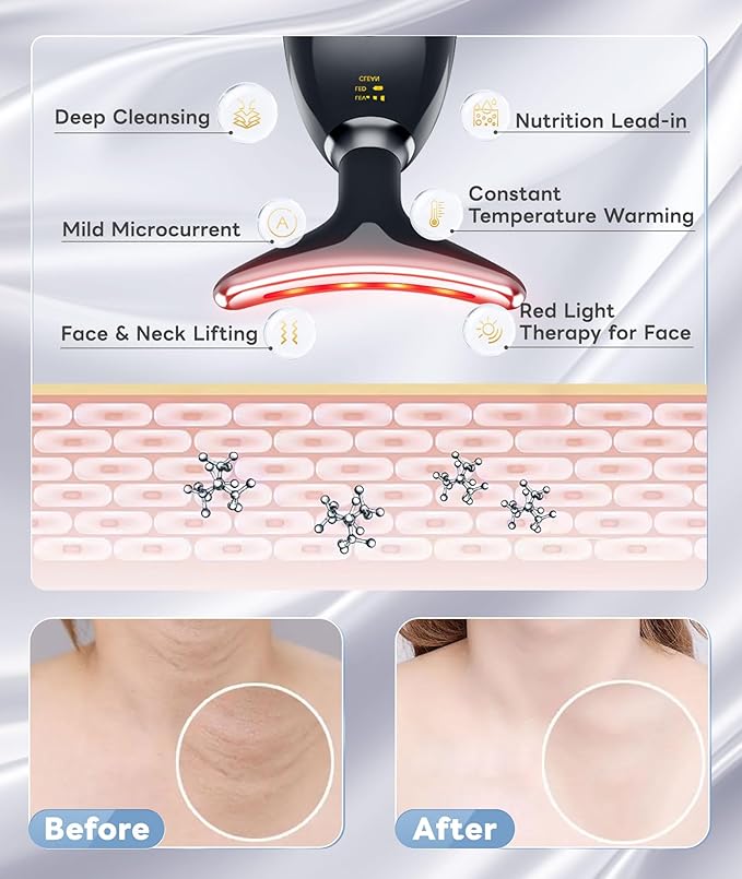 Light Based Multifunctional Facial Massager, 7 Color Portable Face Massager Tool for Skin Care, Glossy Black-BrightBean Baby