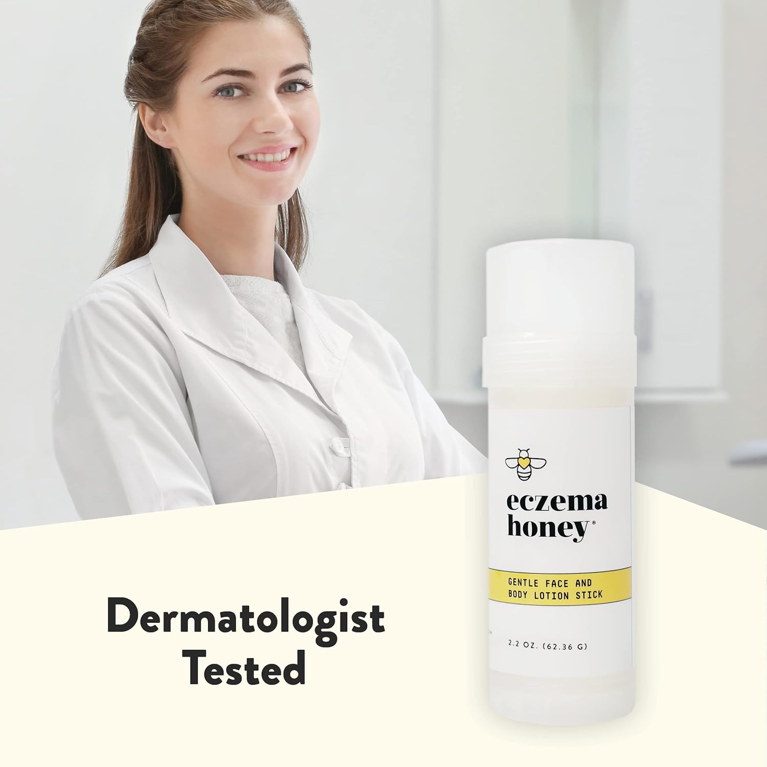 ECZEMA HONEY Gentle Face & Body Lotion Stick - Moisturizing Colloidal Oatmeal Hand Cream for Extremely Dry Skin - Eczema Lotion Helps Psoriasis, Dermatitis & More (2.2 Oz)-BrightBean Baby