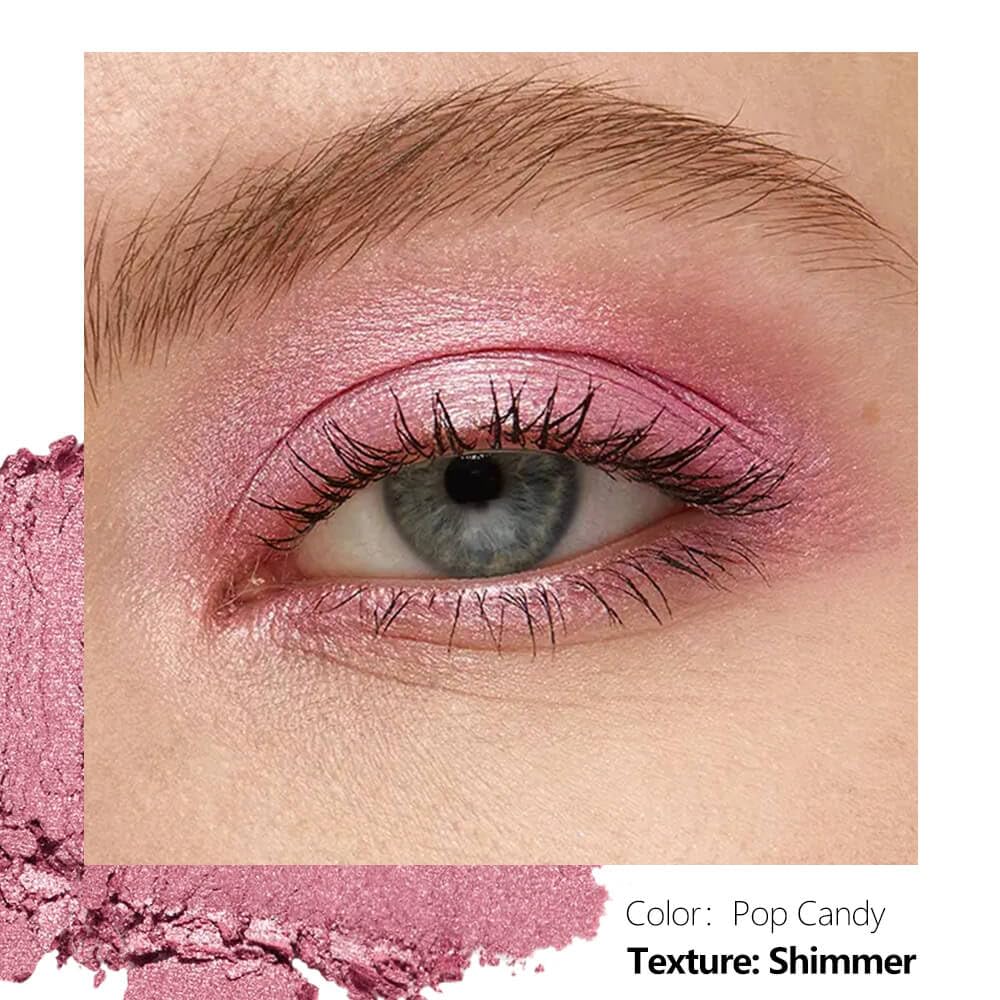 Single Pink Eyeshadow Matte Shimmer Highly Pigmented Blendable Longwear Powder in Magnetic Refill Pan for Custom Palette Easy to Apply and Remove (Pop Candy)-BrightBean Baby