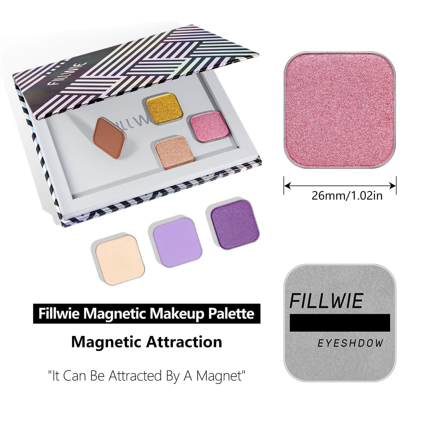 Single Pink Eyeshadow Matte Shimmer Highly Pigmented Blendable Longwear Powder in Magnetic Refill Pan for Custom Palette Easy to Apply and Remove (Pop Candy)-BrightBean Baby