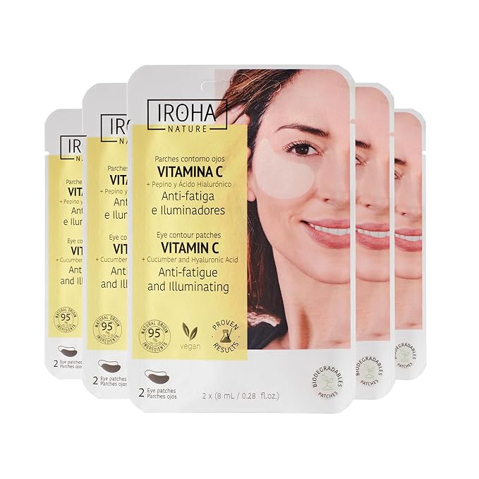 Eye Masks for Anti-Fatigue & Illuminating, Pack of 5 Pairs - Reduces Dark Circles, Puffiness - Hydrating with Vitamin C, Cucumber, Hyaluronic Acid - Vegan, Cruelty-Free Skincare Treatment-BrightBean Baby