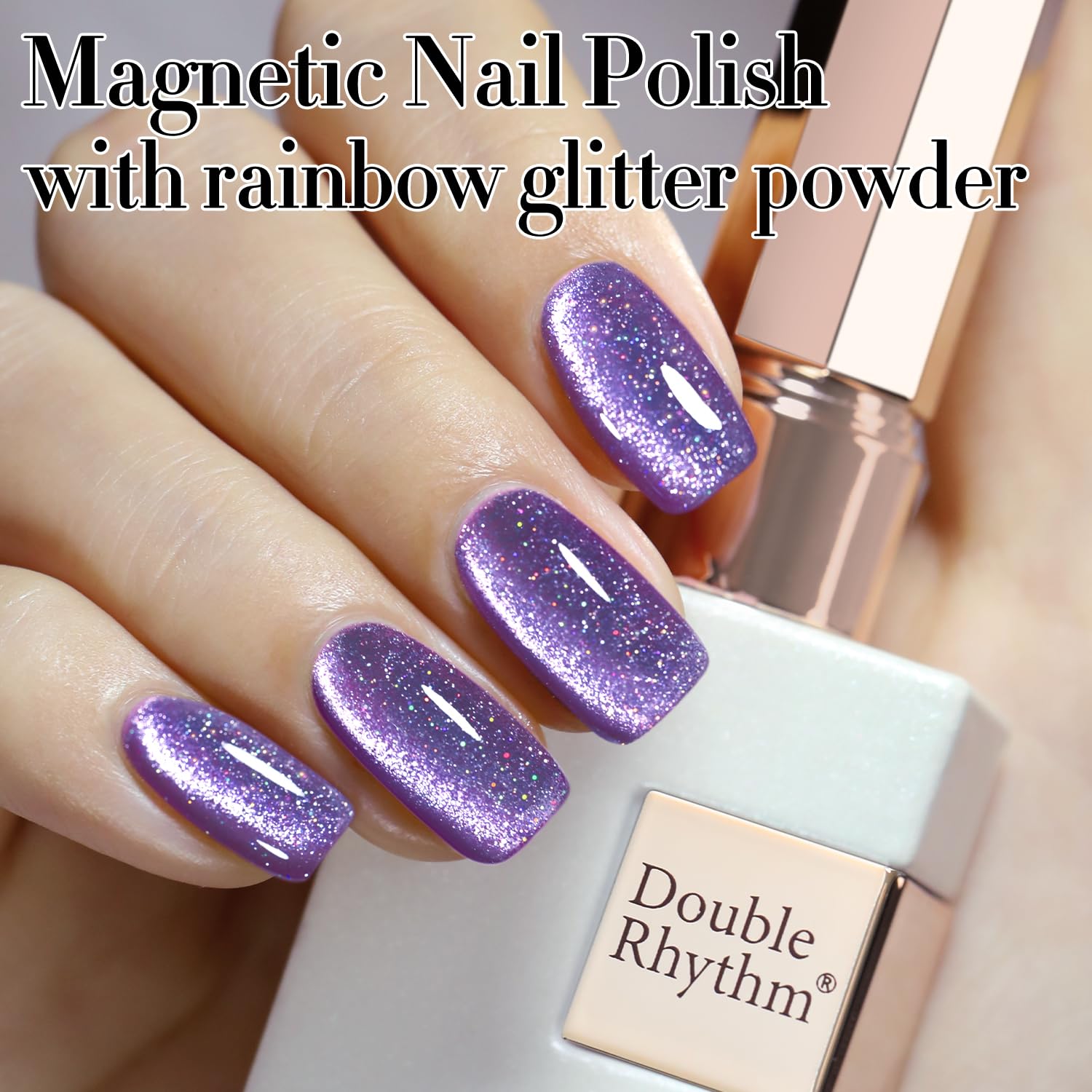 Double Rhythm Cat Eye Gel Polish with Magnet 15ML Jelly Glass Holographic Glitter Shimmer Translucent Sheer Color Magnetic Gel Polish Salon DIY at Home (Dark Purple-MC1066)-BrightBean Baby