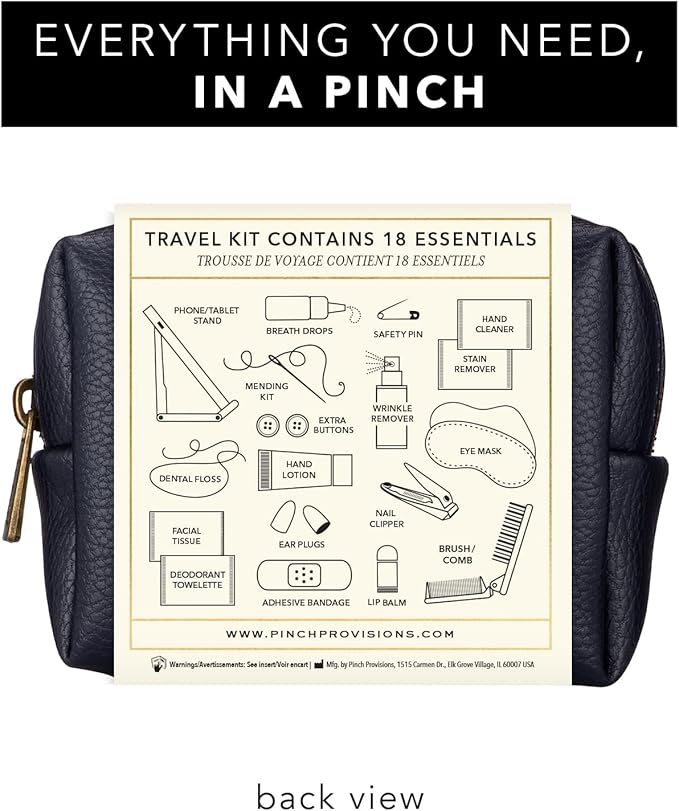 Pinch Provisions Travel Kit, includes 18 Must-Have Emergency Essential Items for Travelling, Ideal Road Trip or Airport Gift for Friends, Family & Peers, Portable Pouch-BrightBean Baby