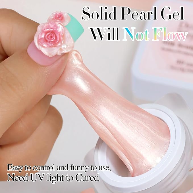Double Rhythm 3D Nail Gel Pearl Solid Sculpting Gel for Nail Art Non-Sticky Hard for Building Carving Molding Extension Soak Off UV/LED Nail Art Salon Home DIY 0.5 Oz (Nude-Silk 02)-BrightBean Baby