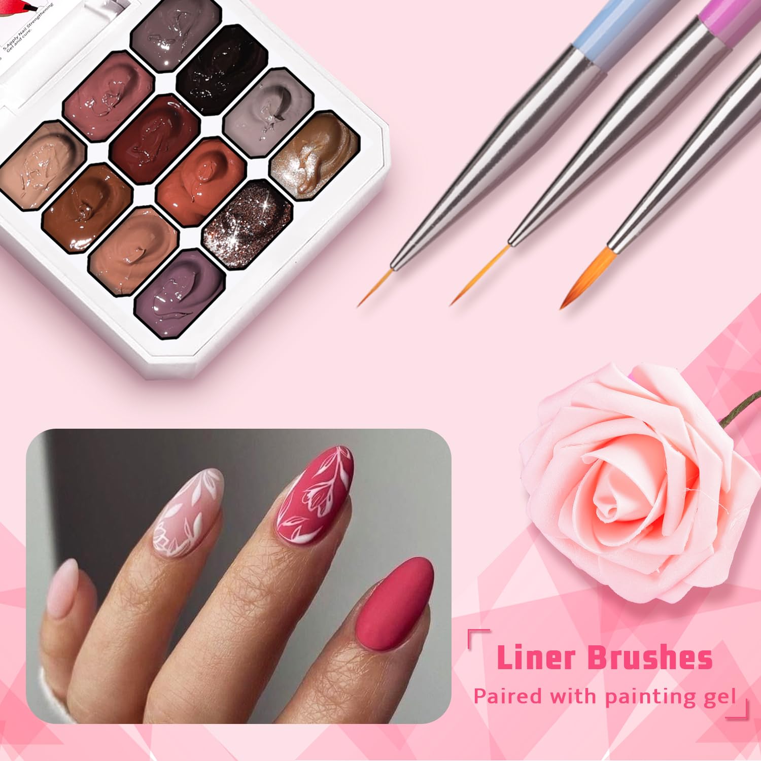 Sponge Pat Paint Nail Gel, Ombre Nails Gradient Gel Nail Blush Blooming Aura Nails Drawing Stripper Floral Painting DIY Nail Art, No Wipe, UV/LED Curing (12 Colors J)-BrightBean Baby