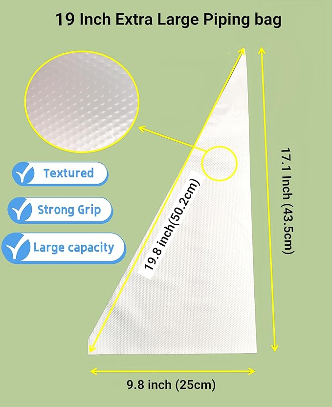 19 Inch Extra Large Piping Bags 200 Pack - Disposable Pastry Bags - Thick Anti-Burst Pastry Icing Frosting Piping Bags For Decorating Cupcakes Cakes Cookies (Large 19 Inch-200 Pack)
