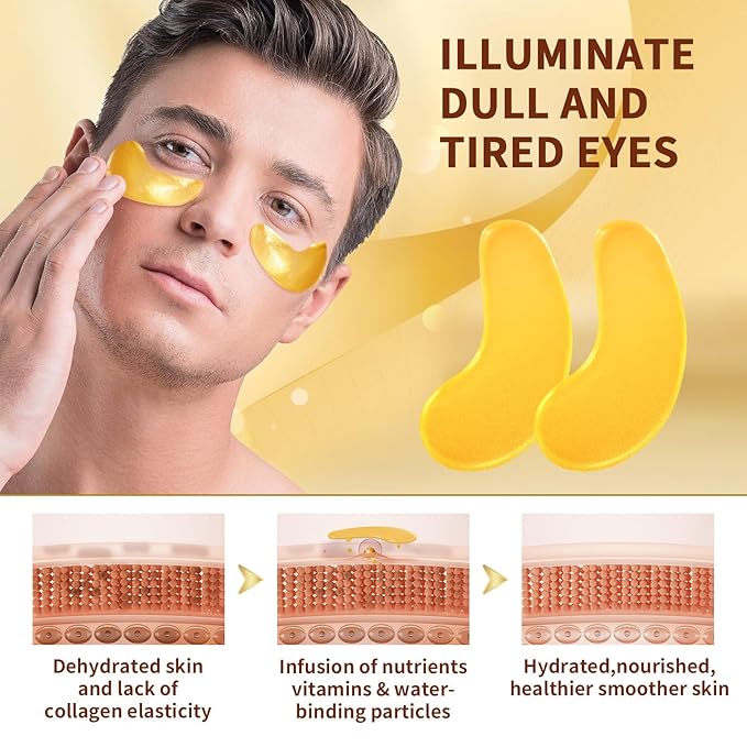 10Pairs 20Pcs 24K Gold Under Eye Patches, Collagen Eye Masks for Dark Circles and Puffiness, Reduce Wrinkles and Puffy Eyes, Refresh Your Skin, Women Skincare Eye Treatment Products-BrightBean Baby