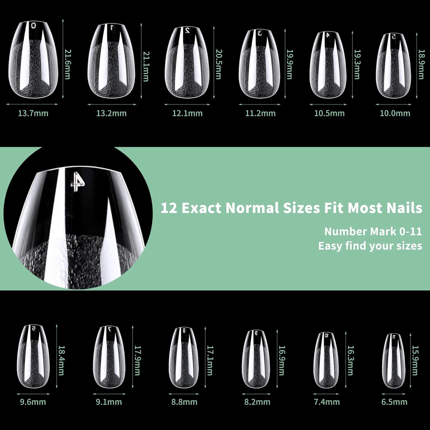 Short Coffin Nail Tips, 216pcs Acrylic Ballerina Soft Fake Nails Gel Nail Tips, Full Cover Pre-Shaped Matte Clear Press on Nails for Extension, Diy at Home Manicure 12 Sizes-BrightBean Baby