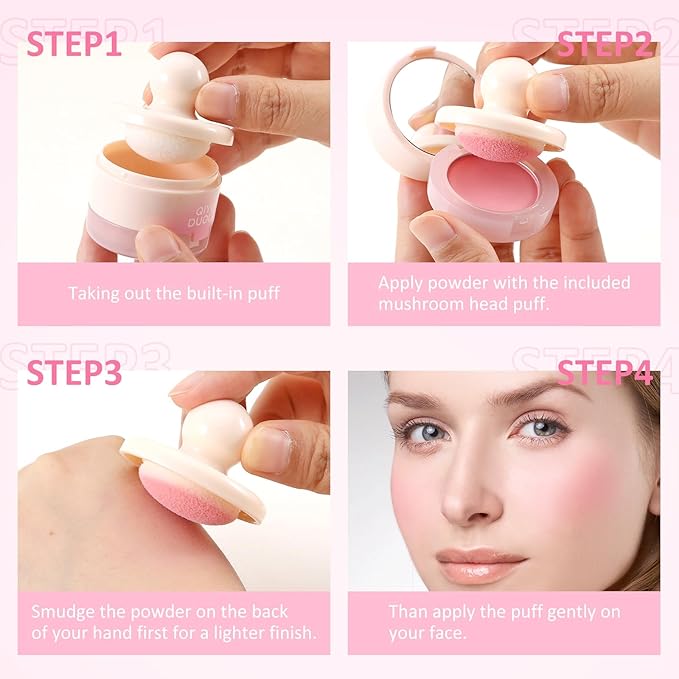 Boobeen Blush Compact for Face, Matte Powder Blush for Cheeks Powder Palette, Nude Light Blush with Puff, Blusher Makeup for a Radiant, Natural Glowing-BrightBean Baby