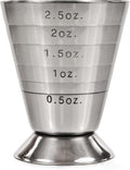 True Trio Multi-Unit Drink Measure, Shot Measuring Cup with Oz, Ml, and Tbsp Markings, Stainless Steel 2.5oz Set of 1