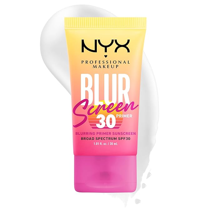 NYX PROFESSIONAL MAKEUP Blurscreen SPF 30 Primer, 3-in-1 Blurring Makeup Primer with Sunscreen, Vegan Formula with No White Cast or Greasy Feeling-BrightBean Baby