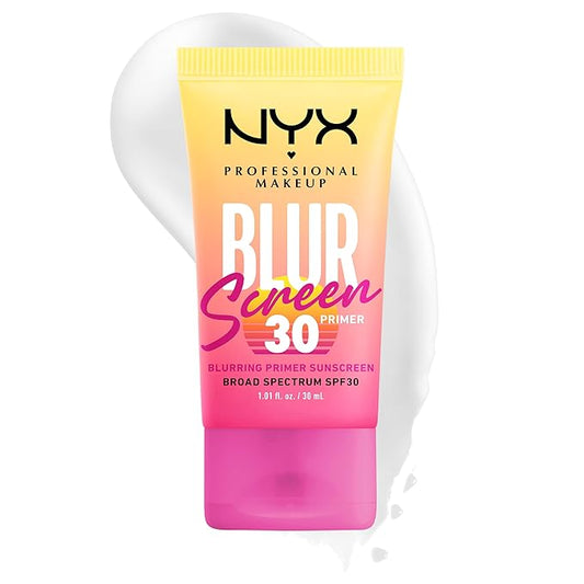 NYX PROFESSIONAL MAKEUP Blurscreen SPF 30 Primer, 3-in-1 Blurring Makeup Primer with Sunscreen, Vegan Formula with No White Cast or Greasy Feeling-BrightBean Baby