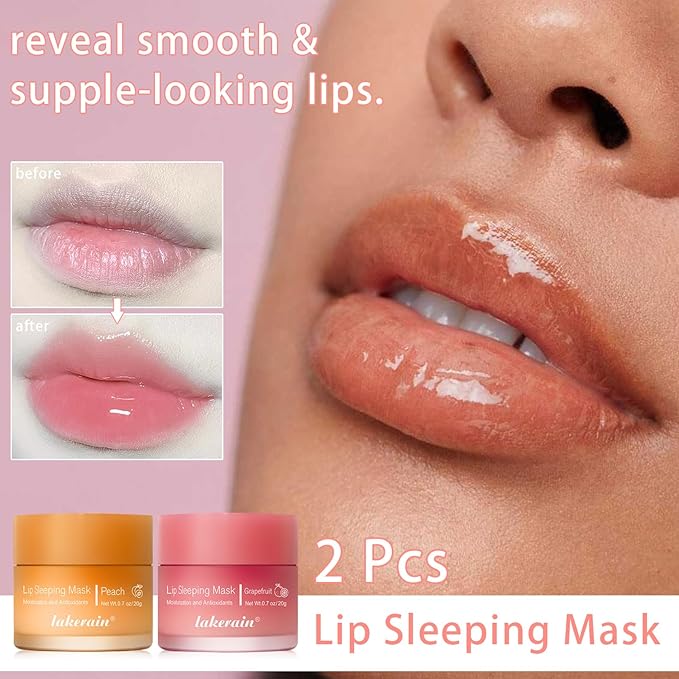 Lip Mask Overnight, Lip Sleeping Mask, lip Mask With Vitamin C, Antioxidants, Improves Dryness, Hydrating &Prevention Dry and Crack Lip Scrubs Exfoliator (peach&grapefruit)-BrightBean Baby