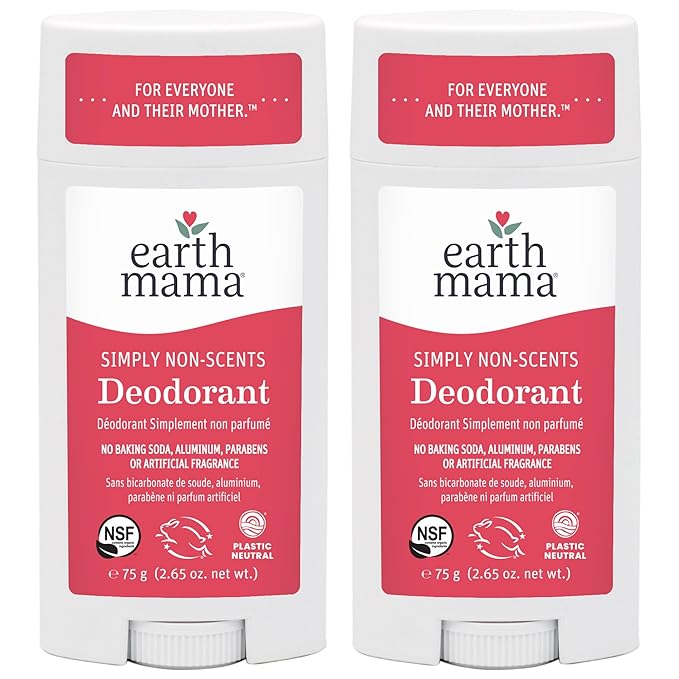 Earth Mama Simply Non-Scents Deodorant | Fragrance-free + Safe for Sensitive Skin, Pregnancy & Breastfeeding, Contains Organic Calendula and Coconut Oil, No Baking Soda or Aluminum, 2.65-Oz (2-Pack)-BrightBean Baby