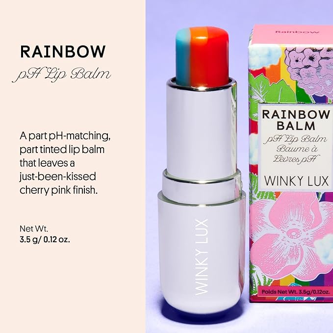 Winky Lux Rainbow Tri-Color Tinted Lip Balm – Hydrating Lip Care with Jojoba Oil & Vitamin E, Sheer Pink Tint, Moisturizes and Softens Dry Lips-BrightBean Baby