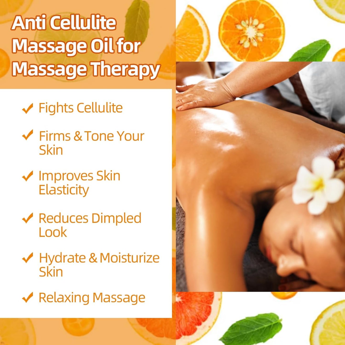 Anti Cellulite Oil Massage Oil for Massage Therapy,Body Oil for Skin Tightening & Cellulite Remover in Thighs and Butt,Cellulite Treatment Massage Oil,Assists with Firming,Toning & Moisturizes Skin-BrightBean Baby