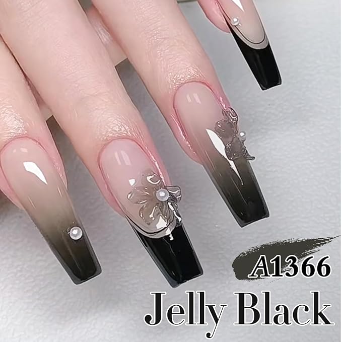 Double Rhythm 0.5Oz Translucent Gel Polish Sheer Neutral Natural Light Milky Same Color Same Bottle 15ML Jelly Gel Polish Nail Art DIY at Home (Black-A1366)-BrightBean Baby