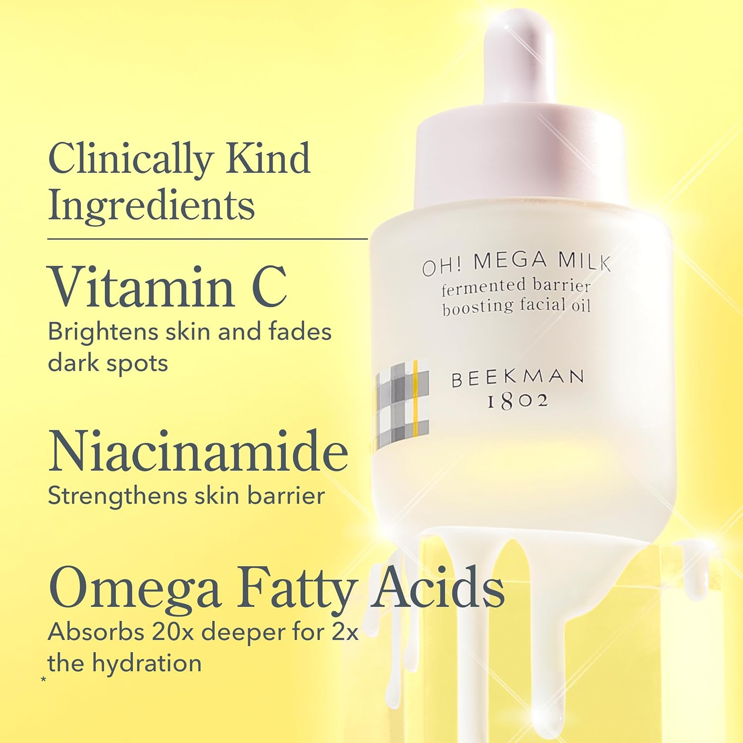 Beekman 1802 Oh Mega Milk Facial Oil - Hydrating Vitamin C & Niacinamide Serum - Repairs Skin Barrier & Reduces Dark Spots From Aging - Fragrance Free, Sensitive Skin Safe-BrightBean Baby