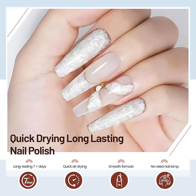 10ml Glitter Nail Polish Set 6 Colors Glitter Effect All Seasons Neutral Color Quick Dry Nail Polish Set for Women Salon DIY Nail Art-BrightBean Baby