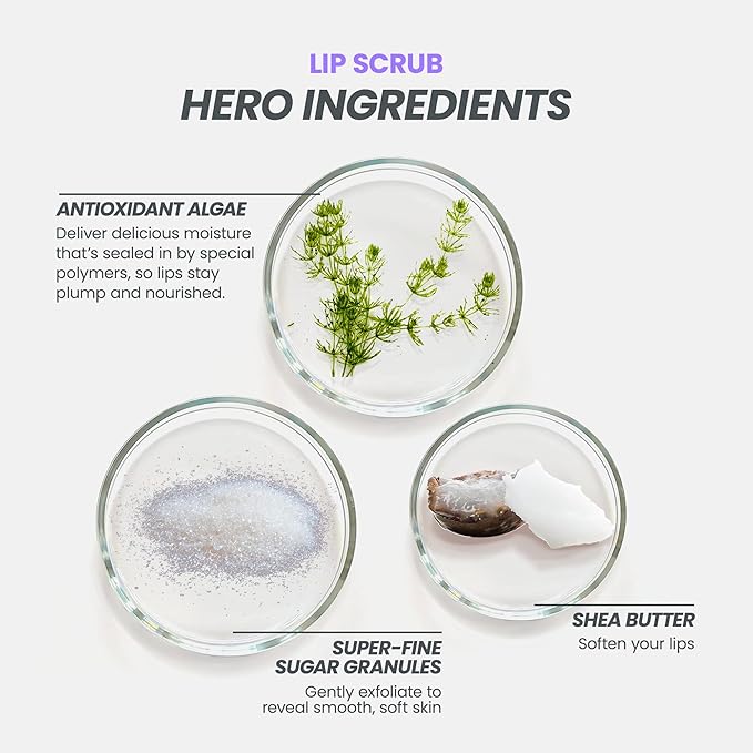 Wonderskin 3-in-1 Lip Scrub Exfoliator & Moisturizer, Lip Exfoliator Scrub, Lip Therapy, Hydrating Lip Balm for Soft, Nourished, Flake-Free Lips with One-Step Prep, 0.10oz-BrightBean Baby