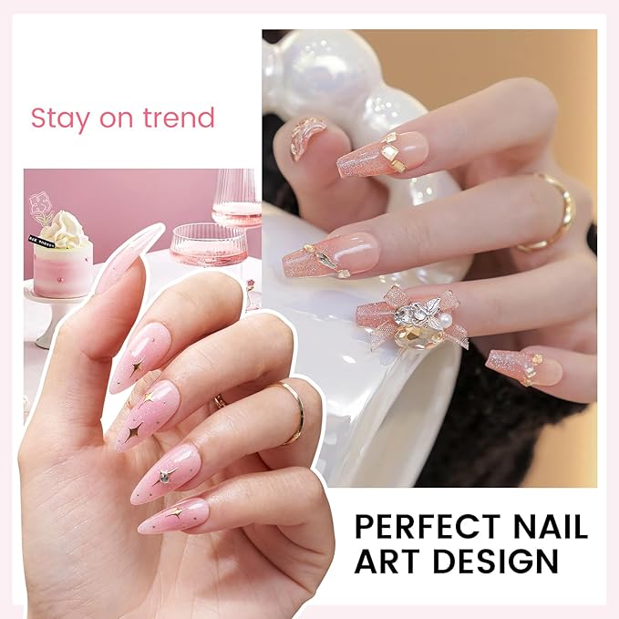 Jelly Gel Nail Polish Kit with U V Light, Hema-Free Milky Nude Sheer White Pink Gliter Gel Polish Set with Base & Top Coat Chrome Nail Powder, 4 Colors Mini Salon Nail Art Starter Gift for Women Girl-BrightBean Baby