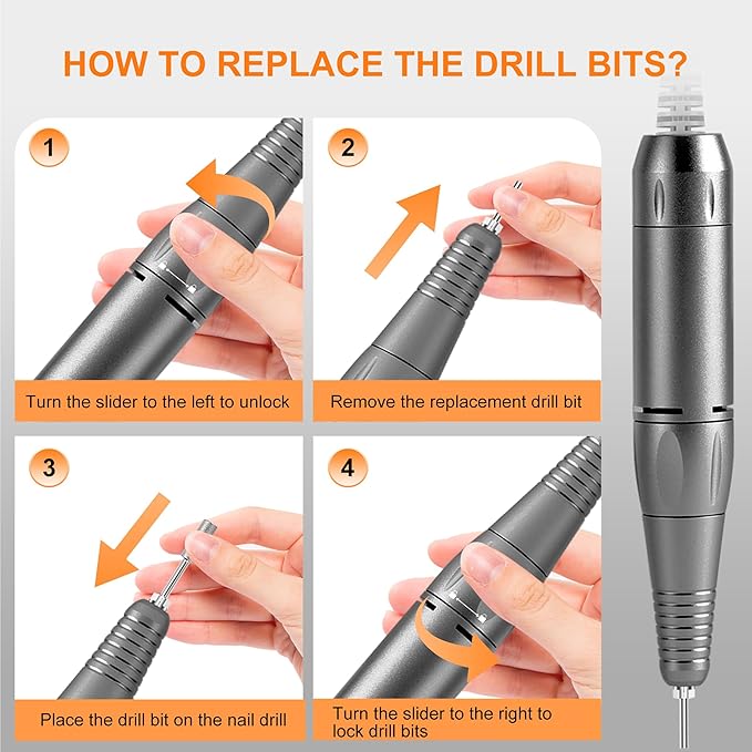Professional Electric Nail Drill File:COSYGLOW Glitter Portable Cordless E-File Nail Drill Kit with 11 Drill Bits,30000 RPM Rechargeable Nail Drills Machine for Acrylic Nails Gel Polishing(Black)-BrightBean Baby