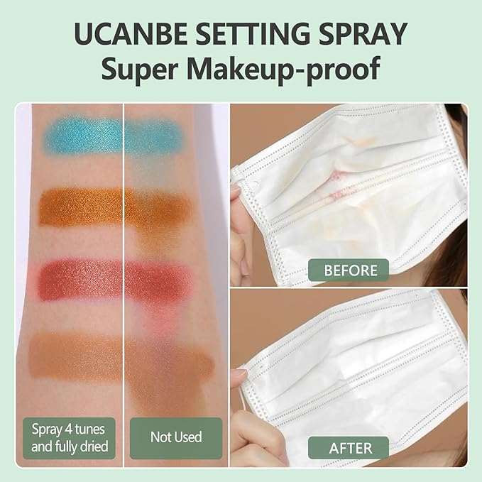 Dewy Makeup Setting Spray Kit-3.38 Fl oz Hydrating Illuminating Finishing Spray Lightweight Face Mist All Day Long Make up Fixer +2PCS Sponge Puff, Hydrate Skin for a Bright Look-BrightBean Baby