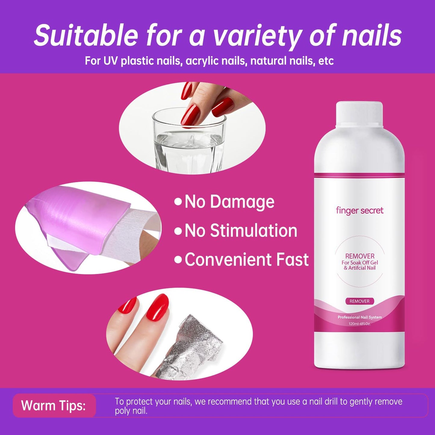 Nail Polish Remover 4Fl.Oz Nail Polish Remover Kit Professional Nail Glue Remover Quickly & Easily Remove Dip Powder Artificial Nails,Glitter Polish,Builder gel,poly gel acrylic powder.-BrightBean Baby