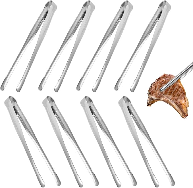 Serving Tongs Kitchen Tongs,Buffet Tongs, Stainless Steel Food Tong Serving Tong,small tongs 8 Pack (12 Inch)
