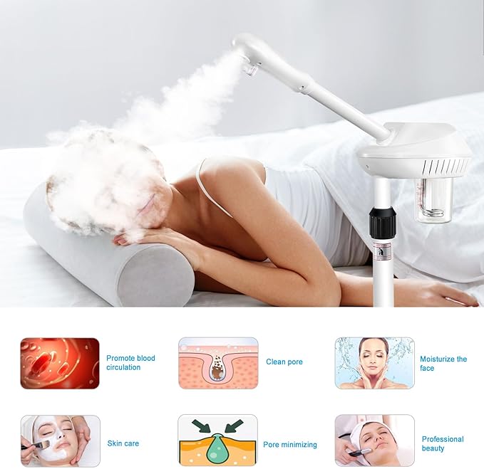 Professional Facial Steamer for Atomization Humidifier Atomizer, Adjustable Height and Angle, Face Steamer Clean Skin Firming Pores and Moisturizing Suitable for a Beauty, Spa, at Home-BrightBean Baby